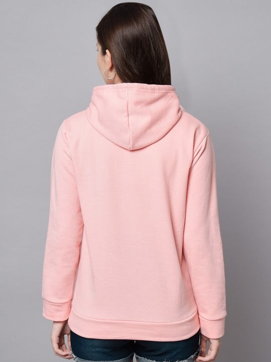 Women Typography Printed Oversized Fit Longline Baby Pink Hoodie – Stylish Winter Hoodie for Girls in Pakistan | HARCHIZ