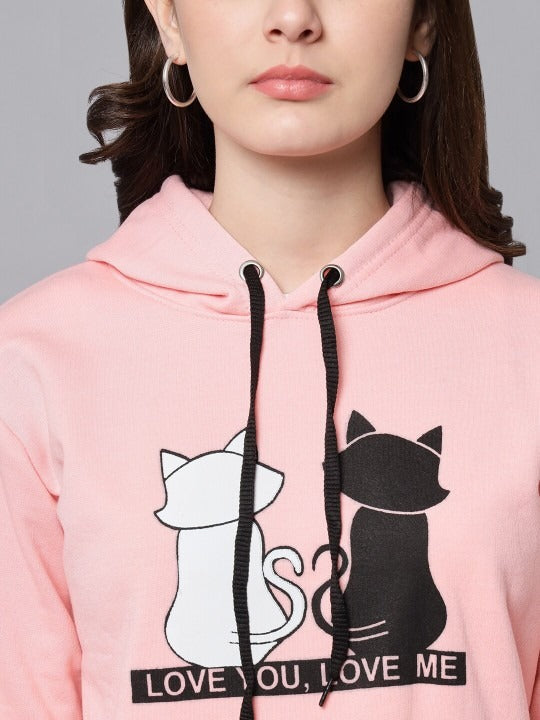 Women Typography Printed Oversized Fit Longline Baby Pink Hoodie – Stylish Winter Hoodie for Girls in Pakistan | HARCHIZ