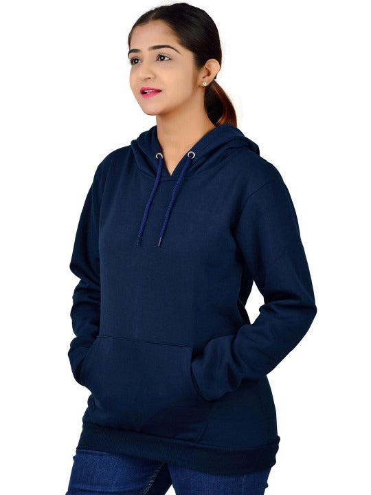 Women Printed Oversized Fit Longline Navy Blue Hoodie – Stylish & Comfortable Winter Wear in Pakistan | HARCHIZ
