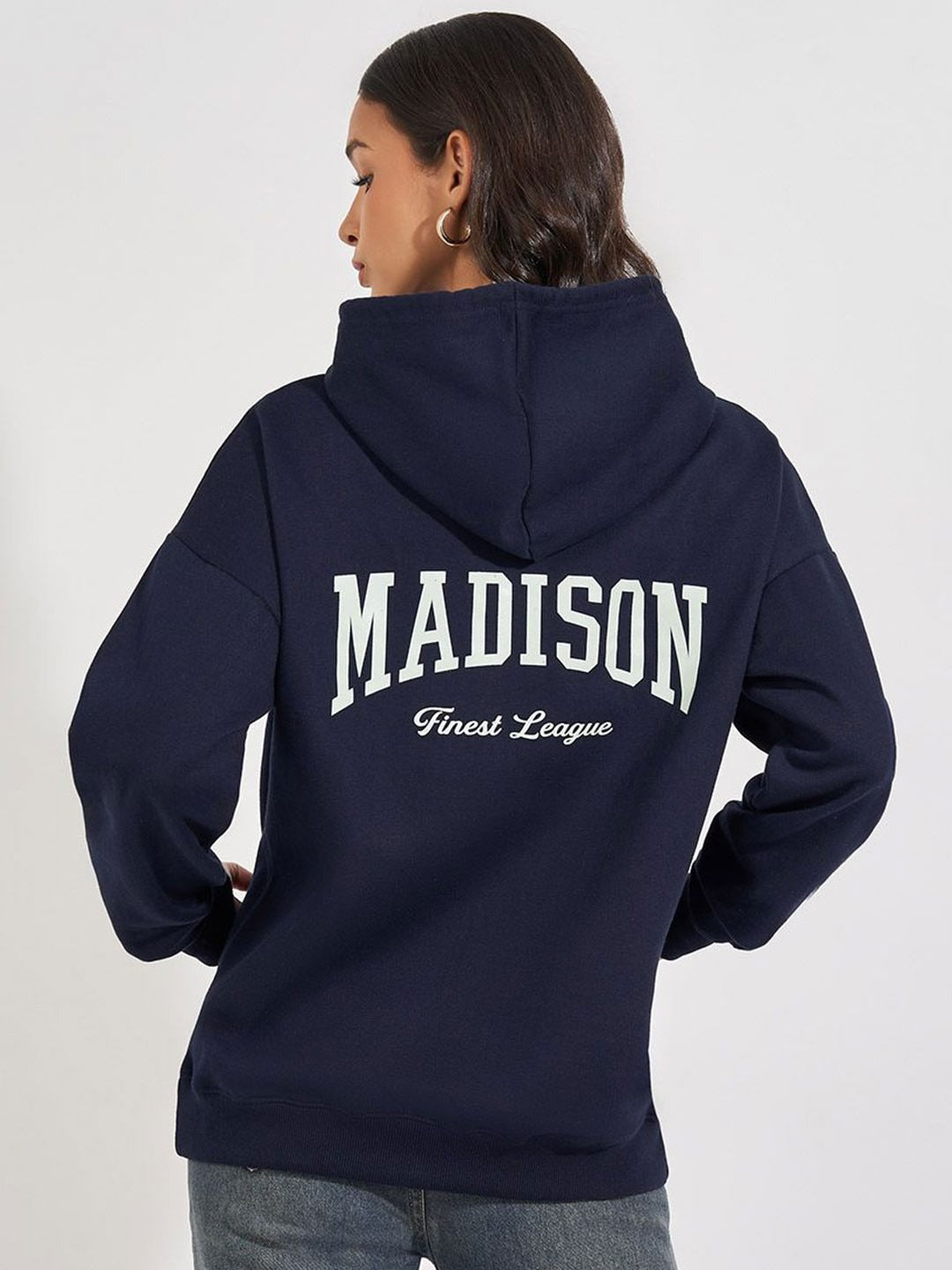 Women Typography Printed Oversized Fit Longline Hoodie – Trendy Streetwear Style in Pakistan | HARCHIZ