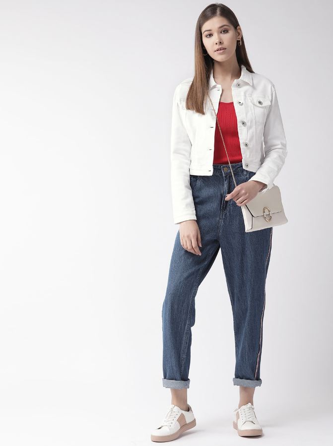 Harchiz Women White Solid Denim Jacket – Chic Everyday Street Style