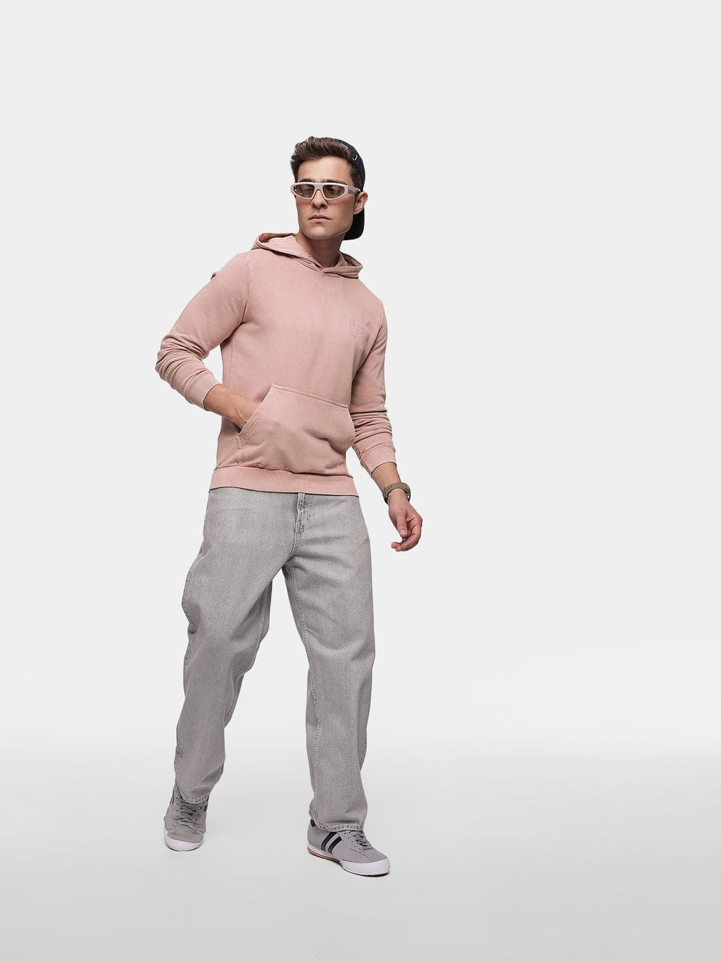 Men Solid Hooded Sweatshirt with Brand Logo – Stylish Cotton Pullover for Men in Pakistan | HARCHIZ