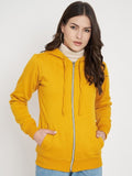 Hooded Fleece Front-Open Yellow Zipper for Women – Cozy Winter Hoodie in Pakistan | HARCHIZ