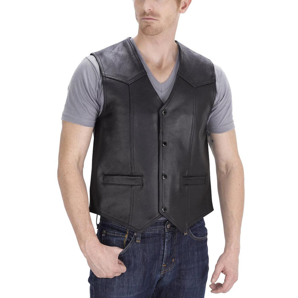 Ace Raider Leather Motorcycle Vest for Men