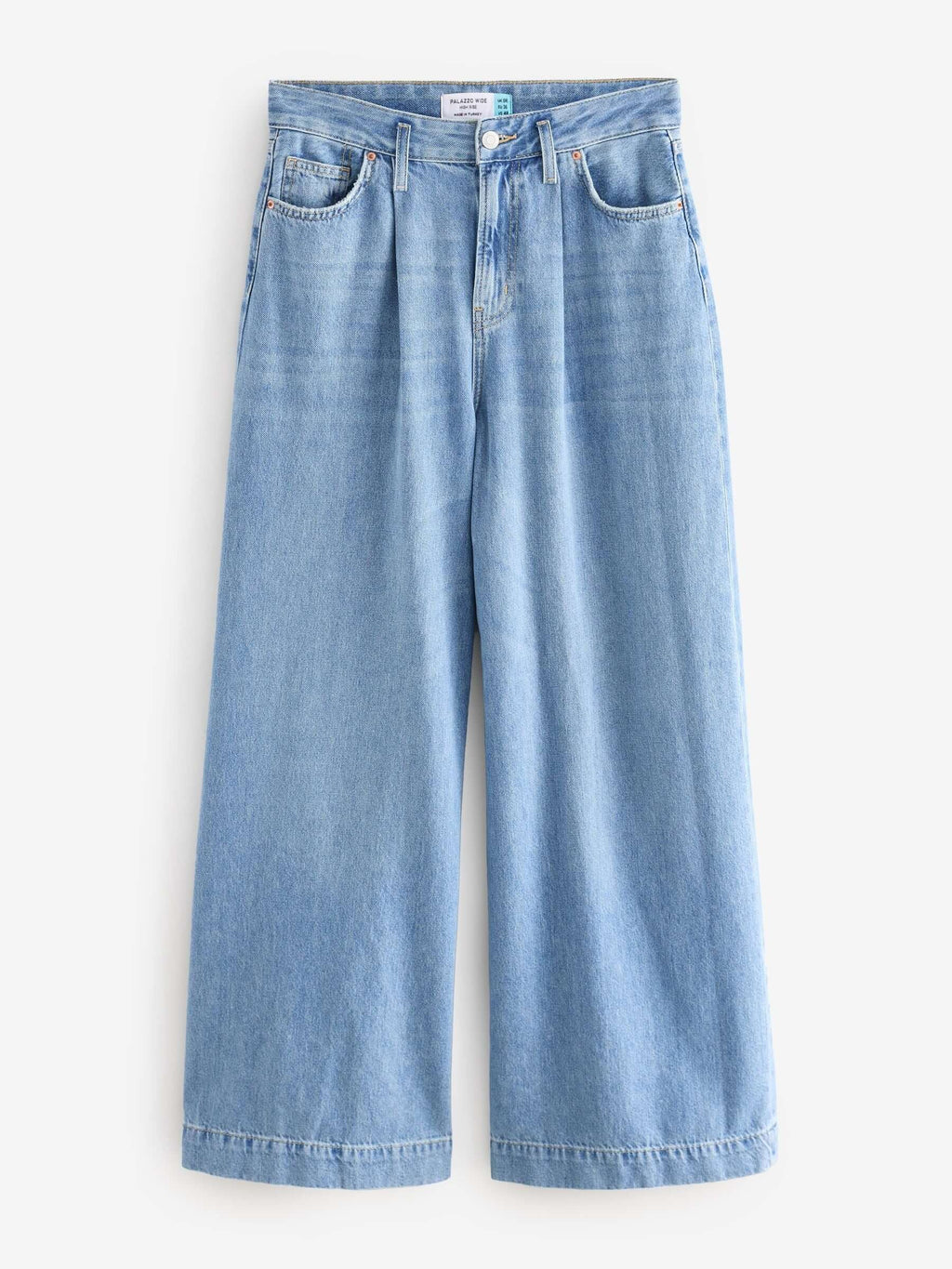 Women Mid Blue Palazzo Wide Leg 100% Cotton Jeans – Trendy Palazzo Denim for Pakistani Women | HARCHIZ