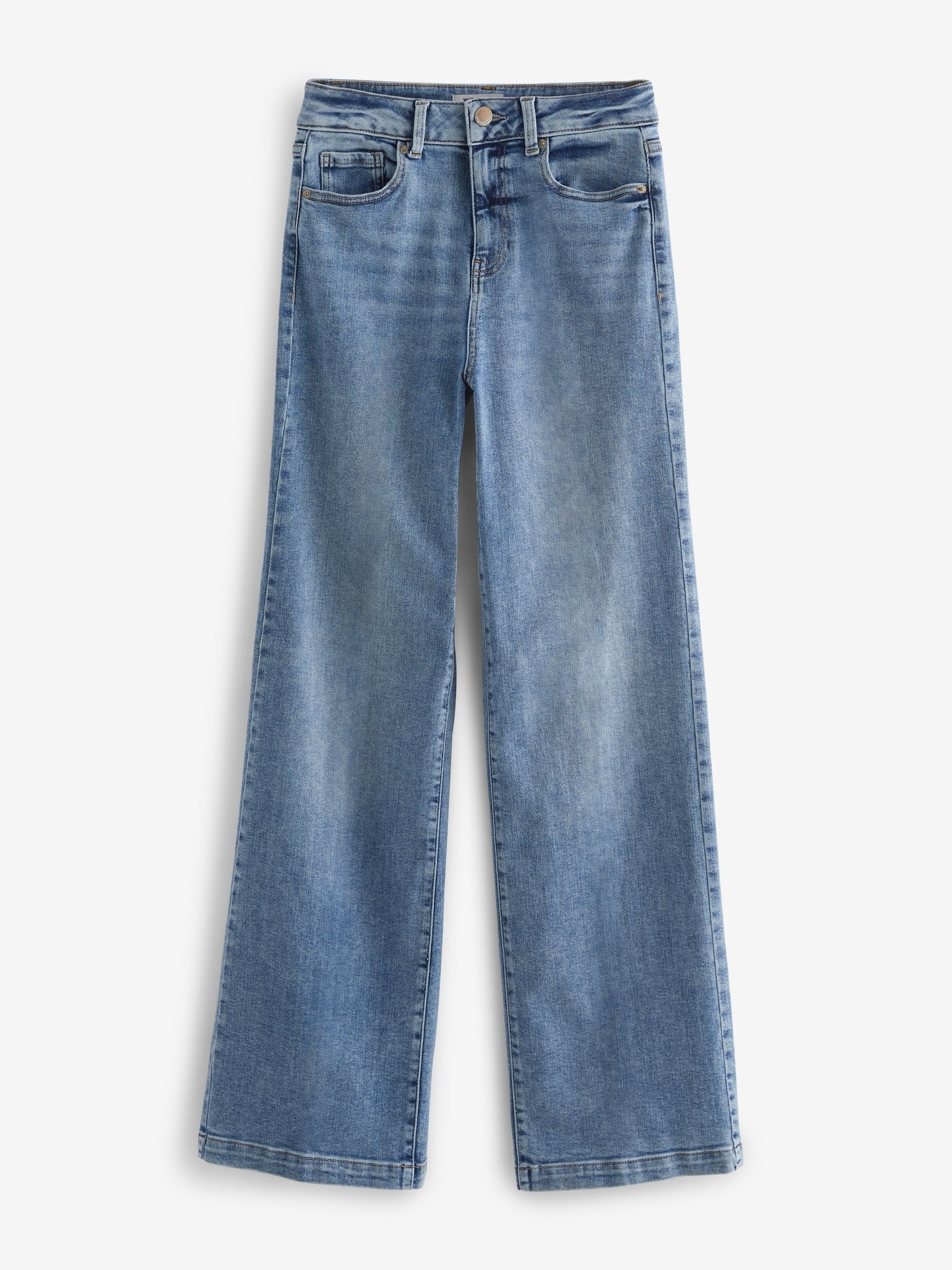 Women Mid Blue Wide Leg Jeans – Trendy High Waist Denim Pants for Women in Pakistan | HARCHIZ
