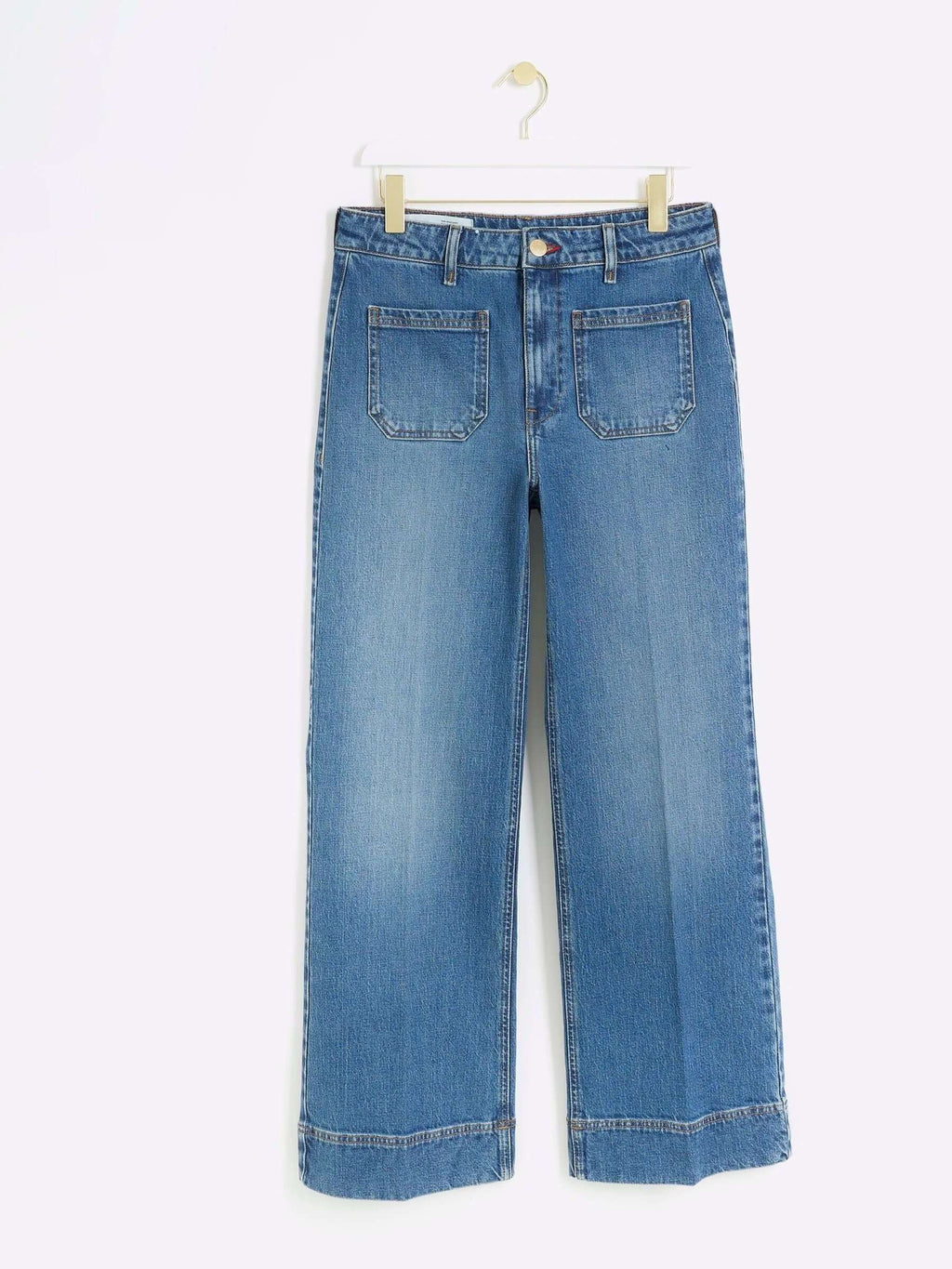 Women Rinse Blue Jersey Denim Wide Leg Trousers – Comfortable & Stylish Pants for Pakistan | HARCHIZ