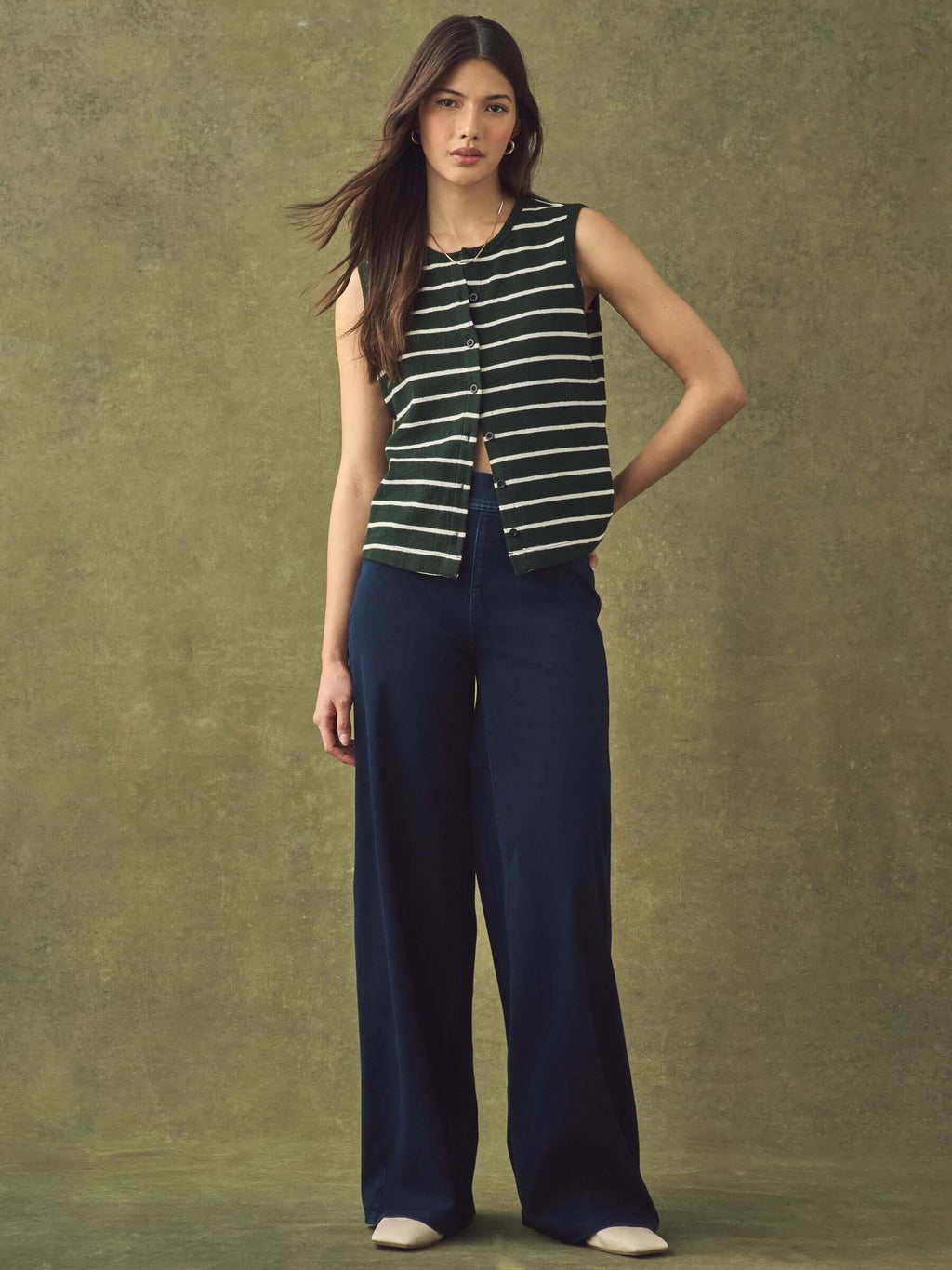 Women River Island Blue High Waisted Pocket Front Wide Leg Jeans – Stylish Denim Pants for Pakistan