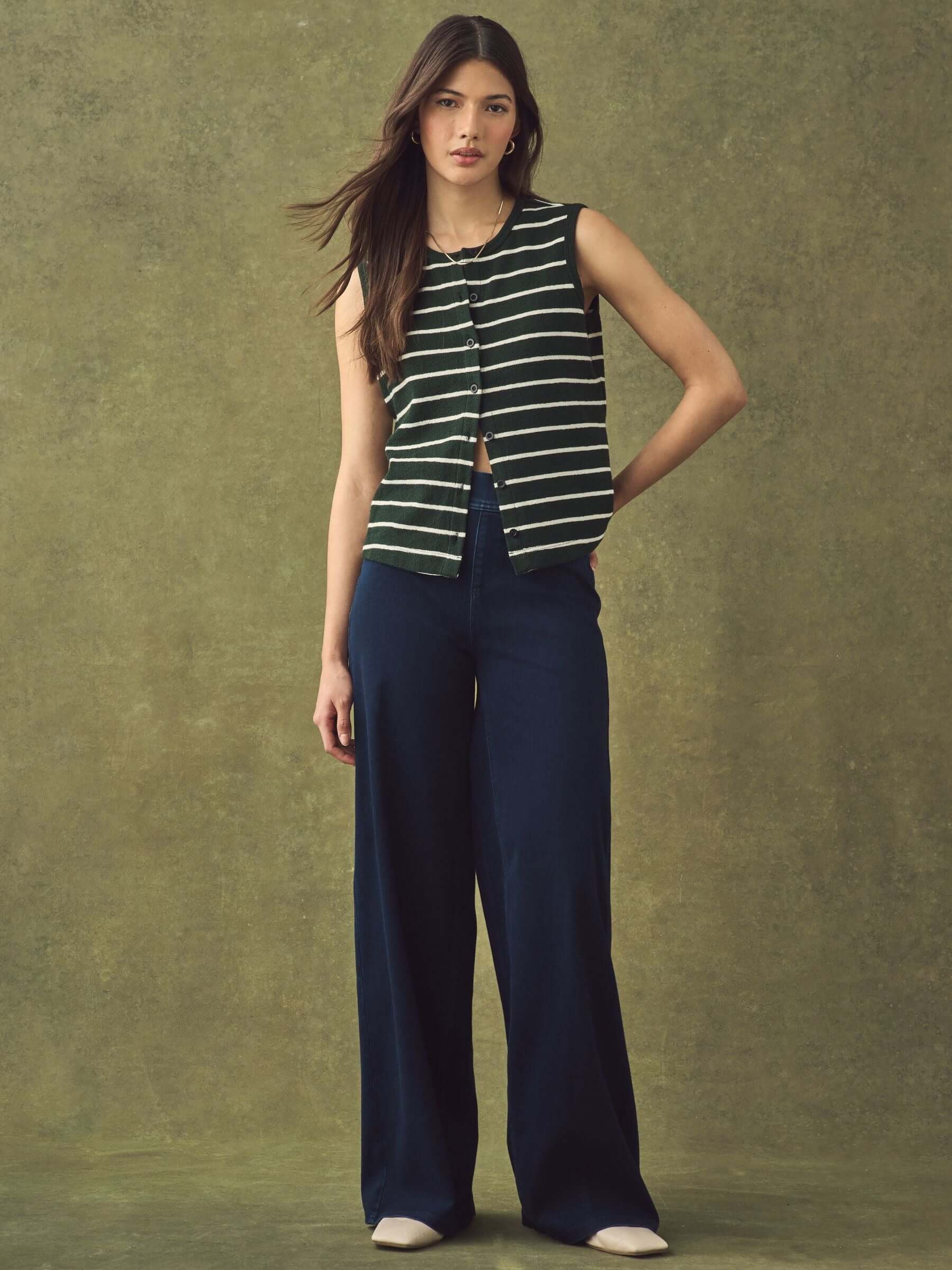 Women River Island Blue High Waisted Pocket Front Wide Leg Jeans – Stylish Denim Pants for Pakistan