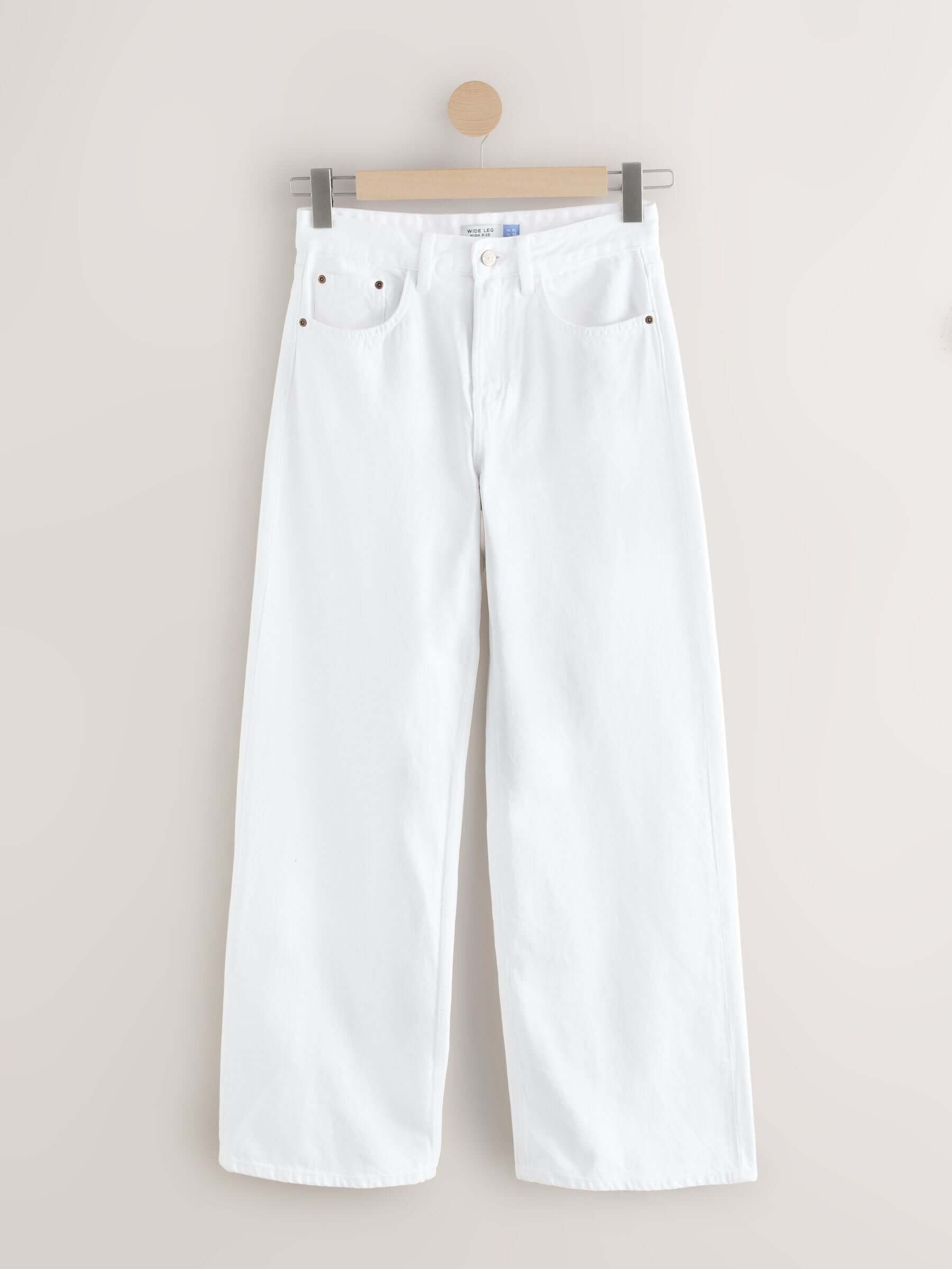 Women White Wide Leg Jeans – Elegant High Waisted Denim Pants for Stylish Outfits in Pakistan | HARCHIZ