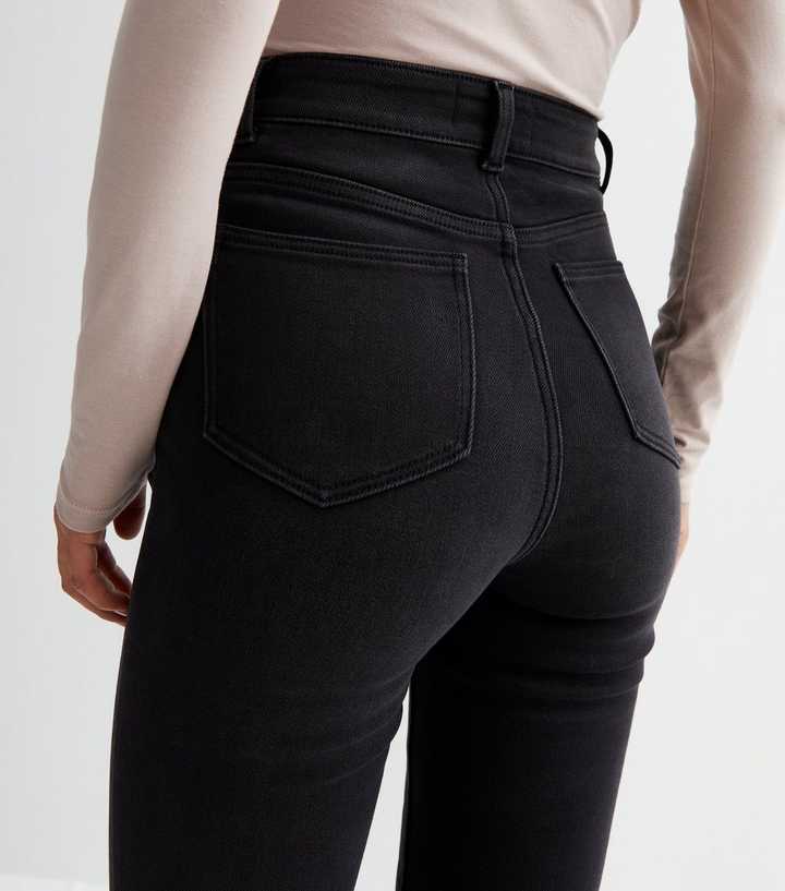 Black High Waist Ripped Knee Skinny Jeans - HARCHIZ - Jeans - 