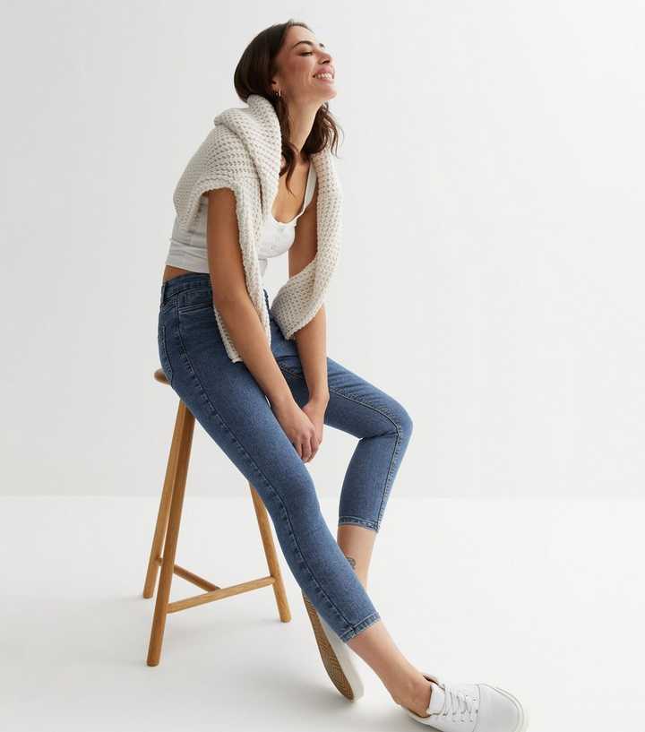 Blue Mid Rise Skinny Jeans - HARCHIZ - Jeans - 