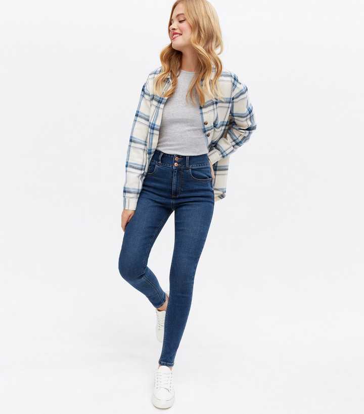 Blue Rinse Wash Lift & Shape High Waist Yazmin Skinny Jeans - HARCHIZ - Jeans - 