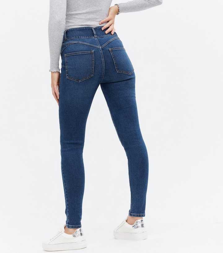 Blue Rinse Wash Lift & Shape High Waist Yazmin Skinny Jeans - HARCHIZ - Jeans - 