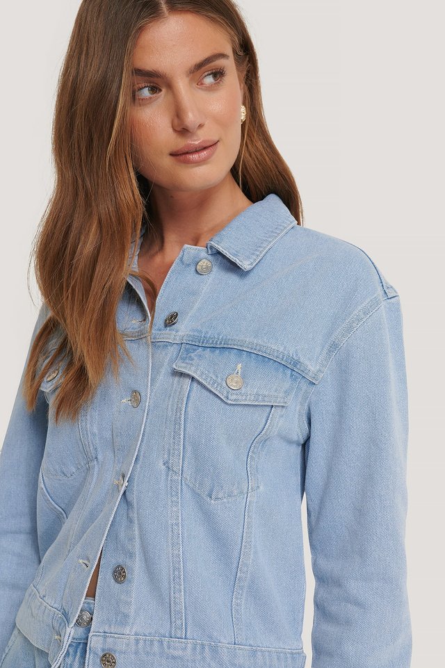 Harchiz Women Light Blue Solid Stylish Denim Jacket