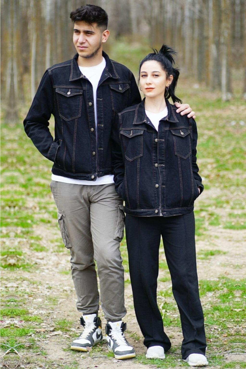 Couple Denim Jacket Black - HARCHIZ - Denim Jackets - 