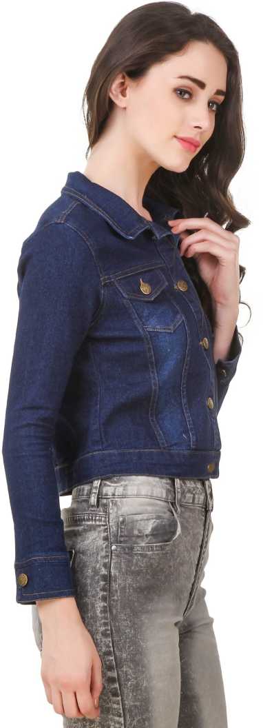 Harchiz Women Dark Blue Classic Solid Jacket