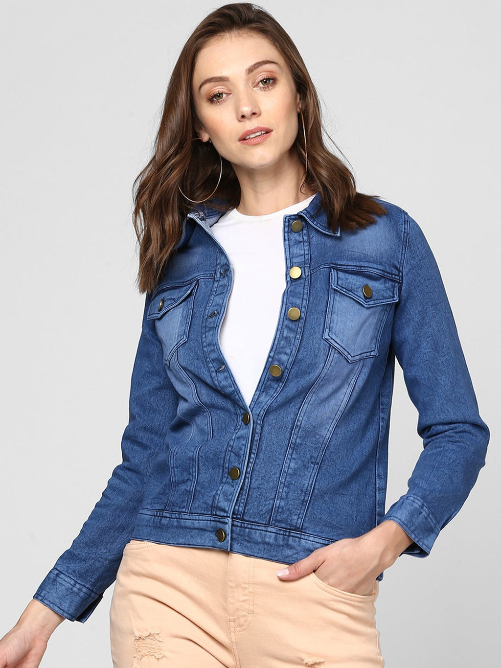 Harchiz Women Blue Solid Jacket – Bold, Timeless & Effortlessly Cool