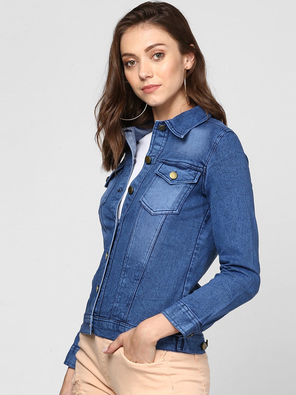 Harchiz Women Blue Solid Jacket – Bold, Timeless & Effortlessly Cool