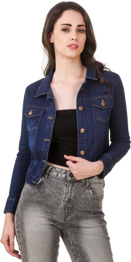 Harchiz Women Dark Blue Classic Solid Jacket